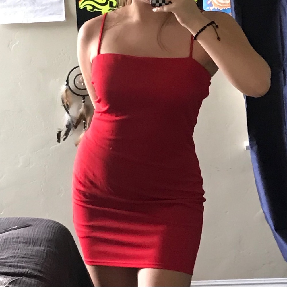 Red short dress